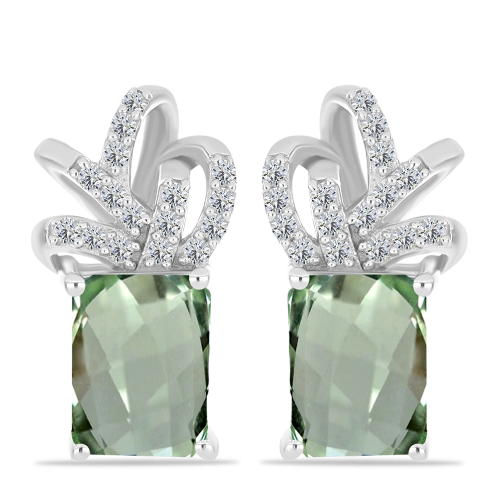 Pendientes de Plata con Amatista Verde y Topacio Blanco 1 