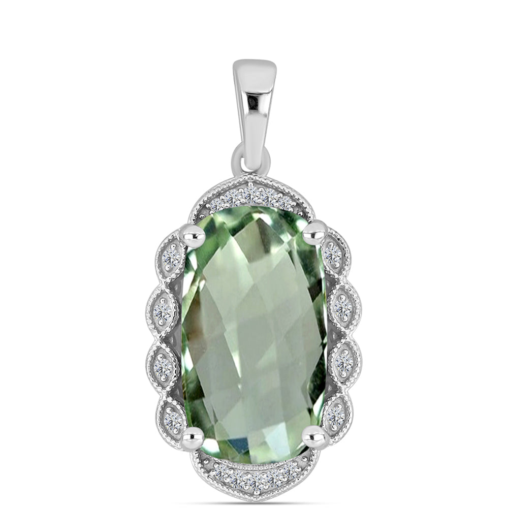 Colgante de Plata con Amatista Verde y Topacio Blanco 1 