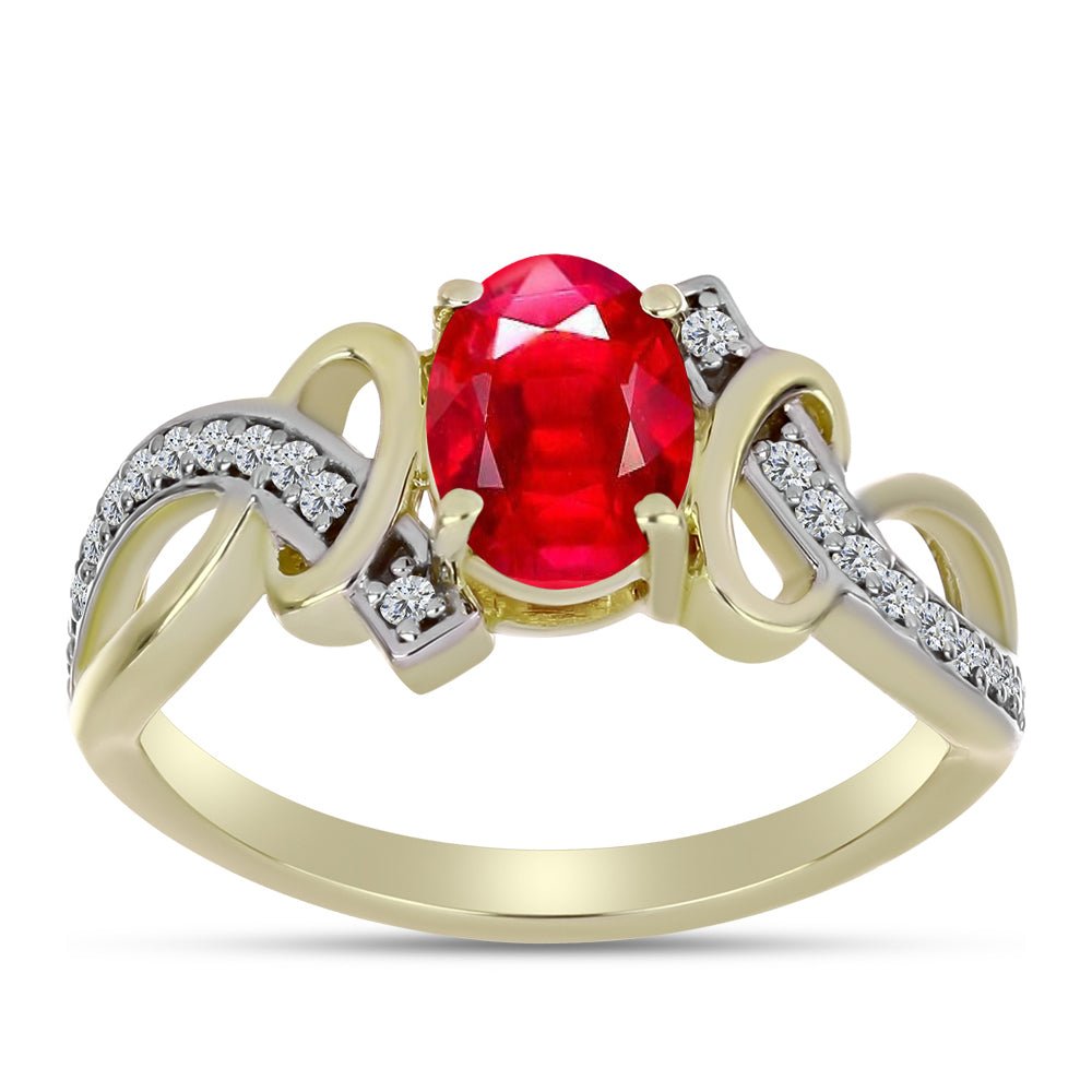 Anillo de Plata Bañada en Oro con Ágata Roja y Topacio Blanco 3 