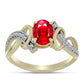 Anillo de Plata Bañada en Oro con Ágata Roja y Topacio Blanco