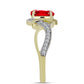 Anillo de Plata Bañada en Oro con Ágata Roja y Topacio Blanco