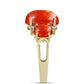 Anillo de Plata Bañada en Oro con Coral de Esponja Roja y Topacio Blanco