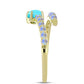 Anillo de Plata Bañada en Oro con Turquesa Bella Durmiente y Piedra Lunar Arco Iris