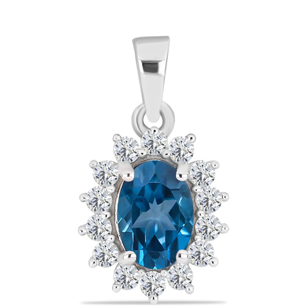 Colgante de Plata con Topacio Azul Londres y Topacio Blanco 1 