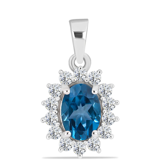 Colgante de Plata con Topacio Azul Londres y Topacio Blanco