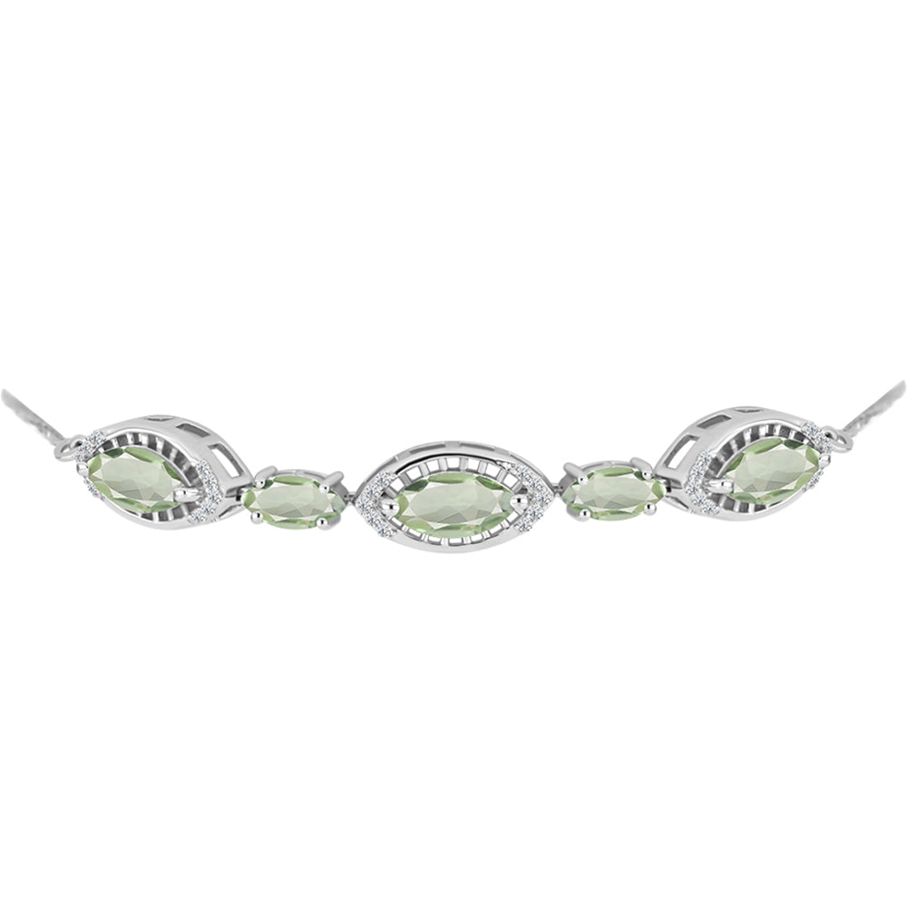 Pulsera de Plata con Amatista Verde y Topacio Blanco 2 