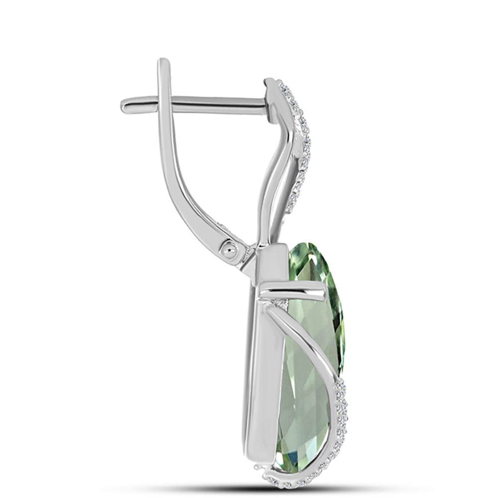 Pendientes de Plata con Amatista Verde y Topacio Blanco 2 