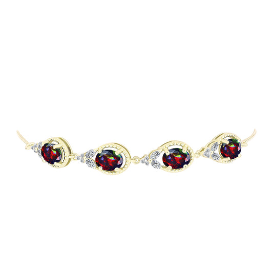 Pulsera de Plata Bañada en Oro con Ópalo negro medianoche Lega Dembi de Ëtiopía y Topacio Blanco