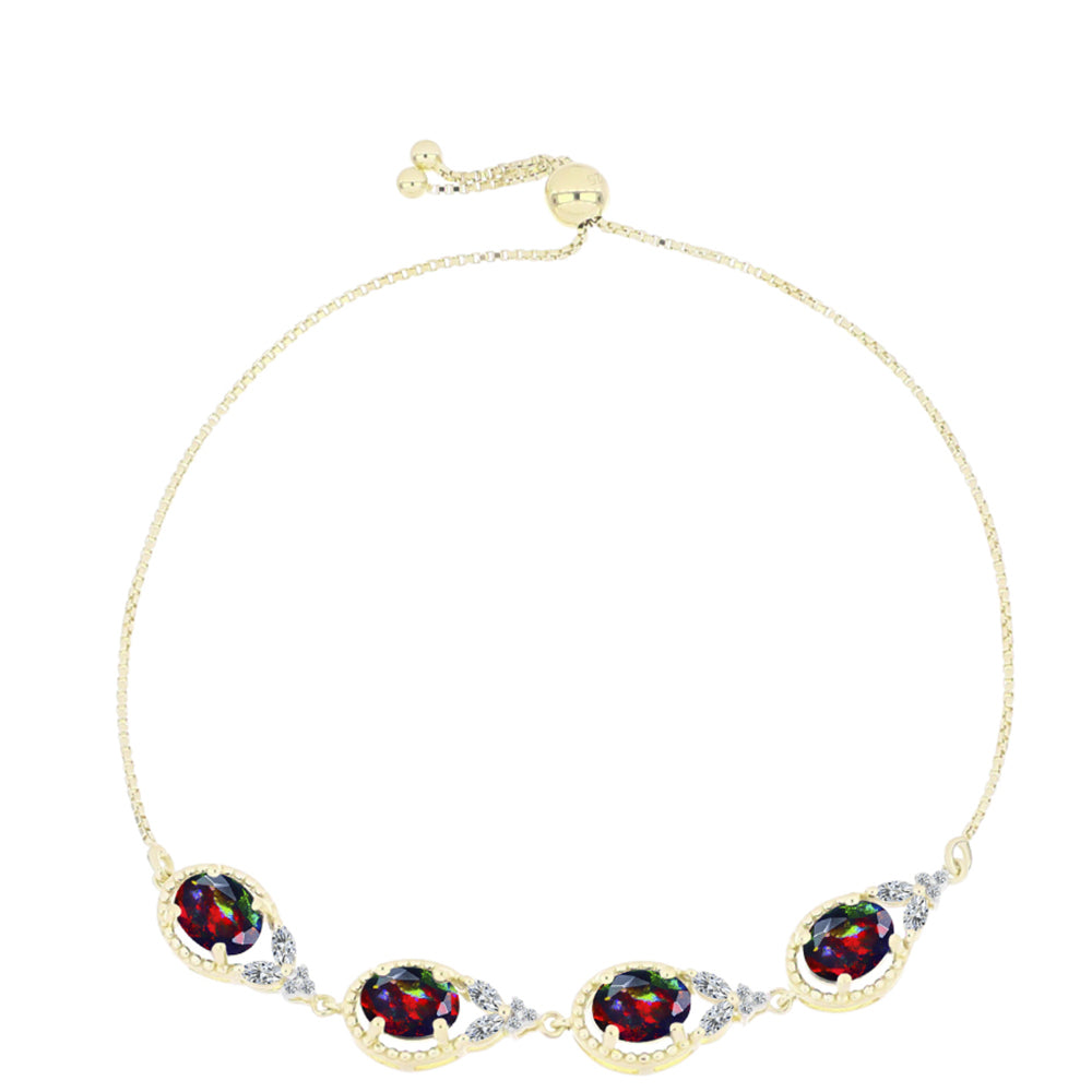 Pulsera de Plata Bañada en Oro con Ópalo negro medianoche Lega Dembi de Ëtiopía y Topacio Blanco 1 