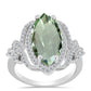 Anillo de Plata con Amatista Verde y Topacio Blanco