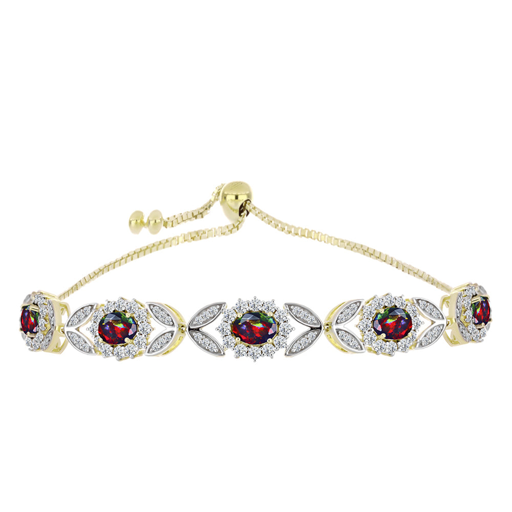Pulsera de Plata Bañada en Oro con Ópalo negro medianoche Lega Dembi de Ëtiopía y Topacio Blanco