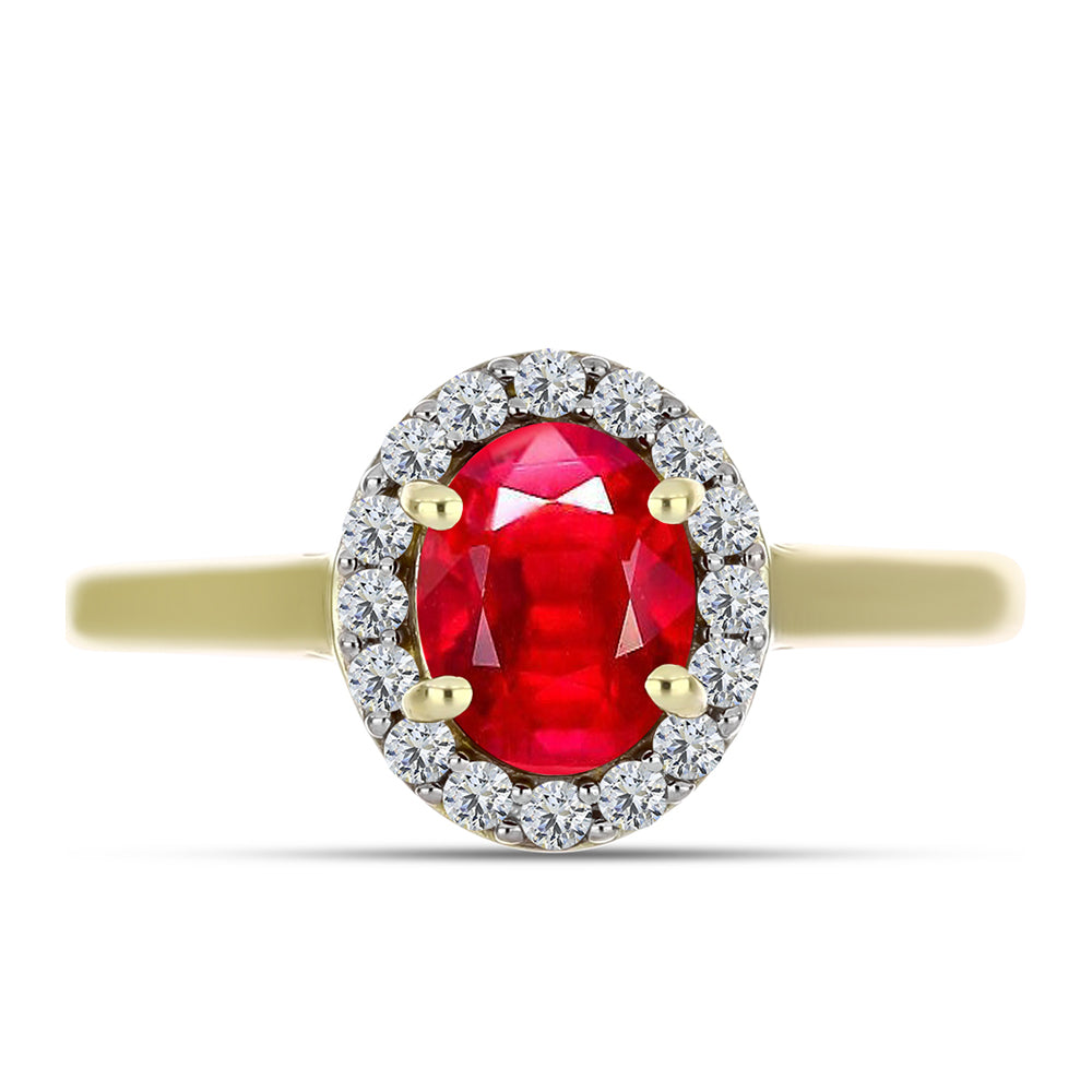 Anillo de Plata Bañada en Oro con Ágata Roja y Topacio Blanco 1 