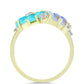 Anillo de Plata Bañada en Oro con Turquesa Bella Durmiente y Piedra Lunar Arco Iris
