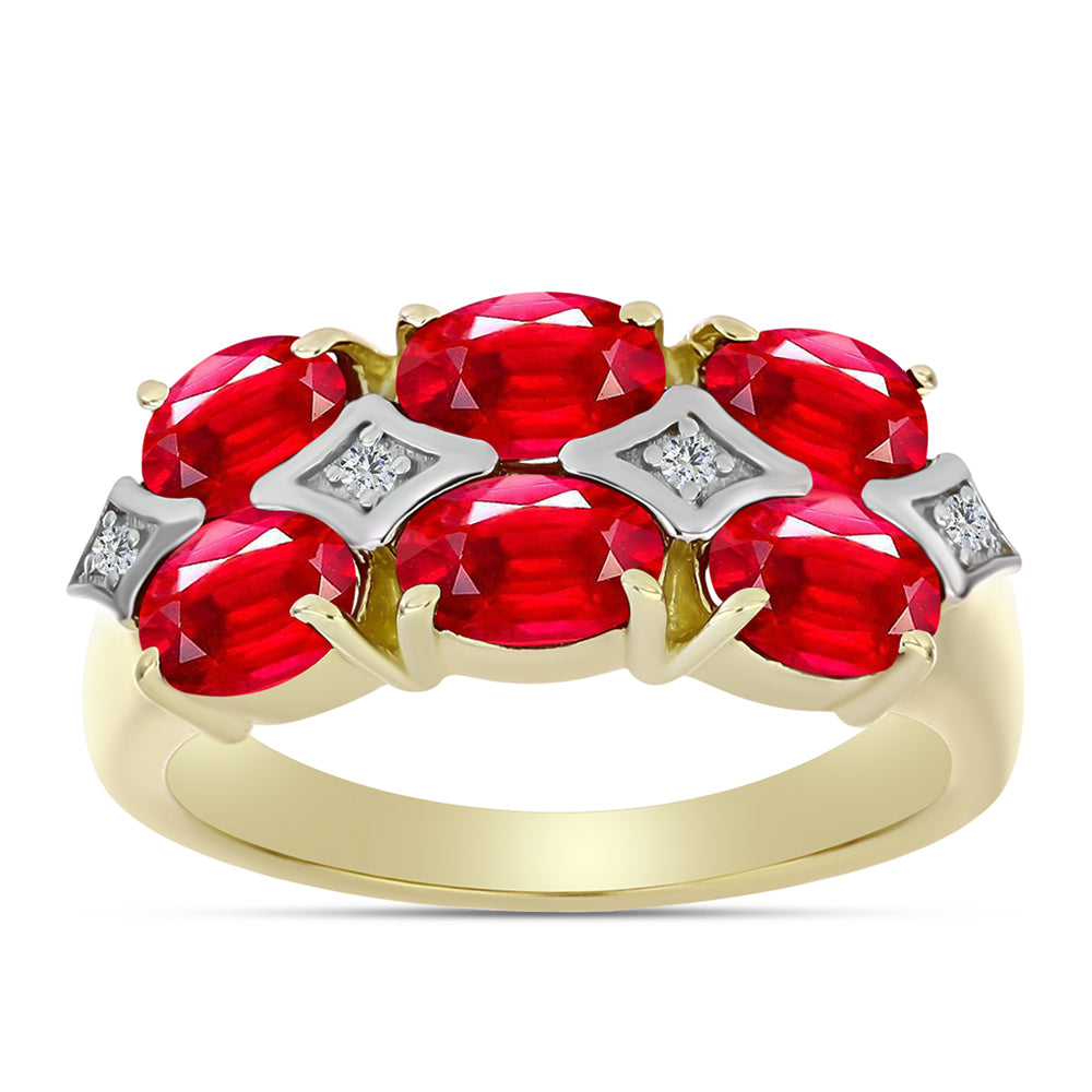 Anillo de Plata Bañada en Oro con Ágata Roja y Topacio Blanco