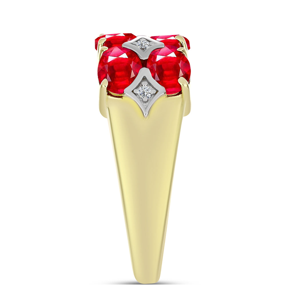 Anillo de Plata Bañada en Oro con Ágata Roja y Topacio Blanco 4 