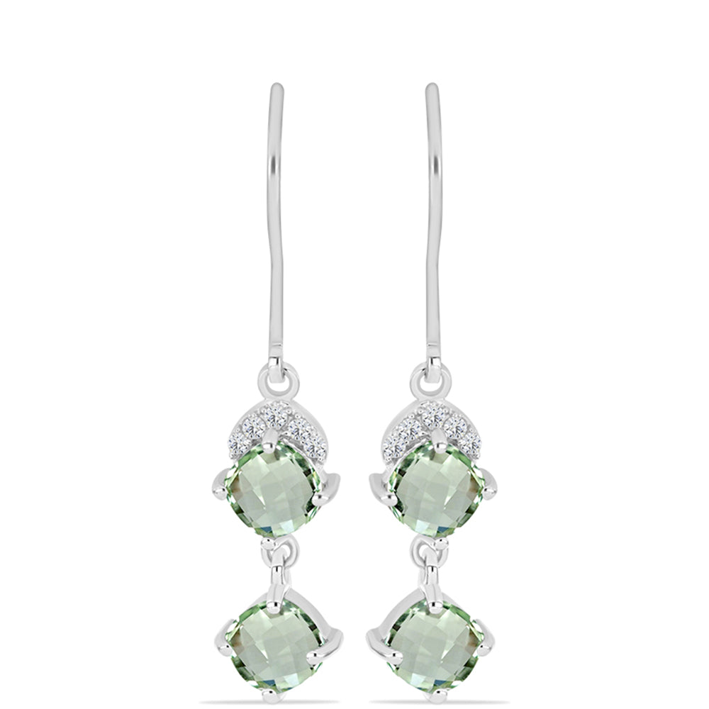 Pendientes de Plata con Amatista Verde y Topacio Blanco 1 