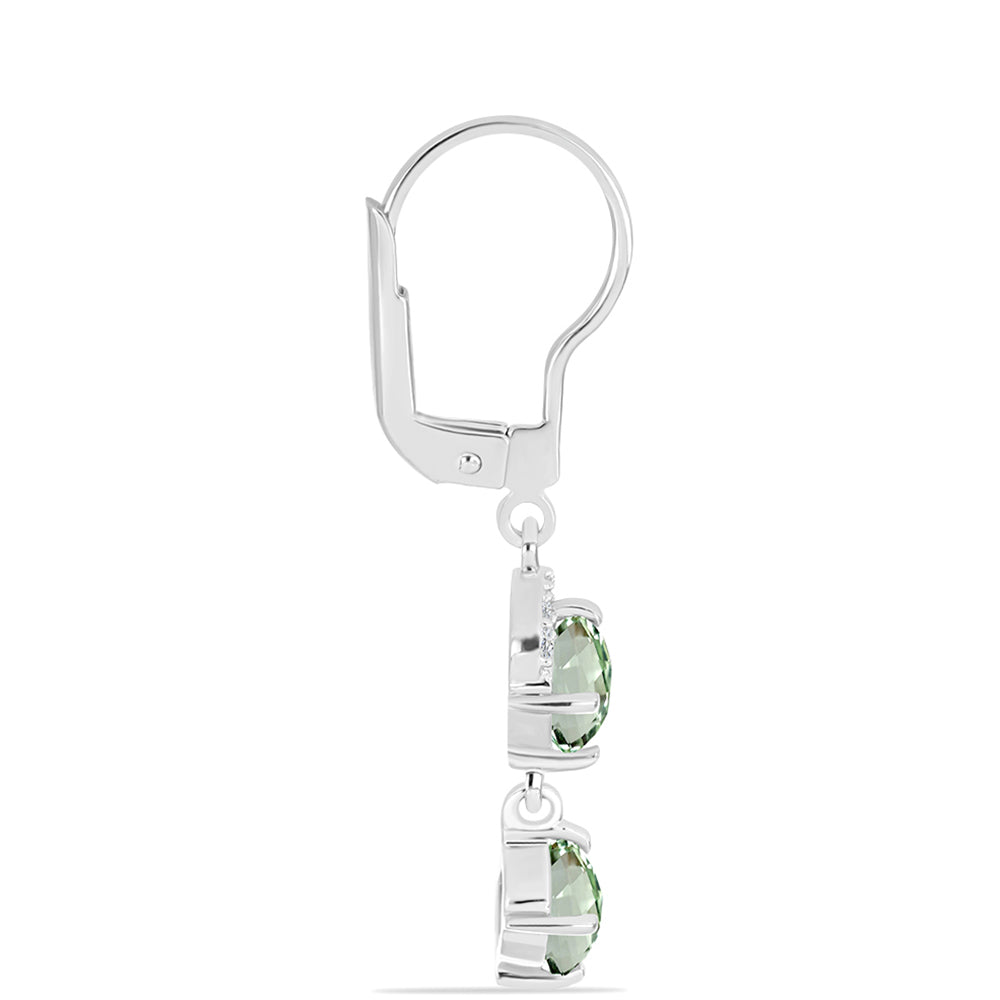 Pendientes de Plata con Amatista Verde y Topacio Blanco 2 
