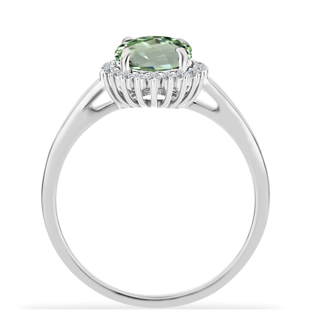 Anillo de Plata con Amatista Verde y Topacio Blanco 2 