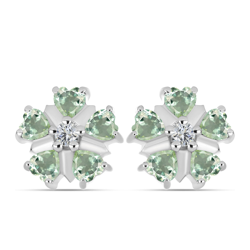 Pendientes de Plata con Amatista Verde y Topacio Blanco 1 