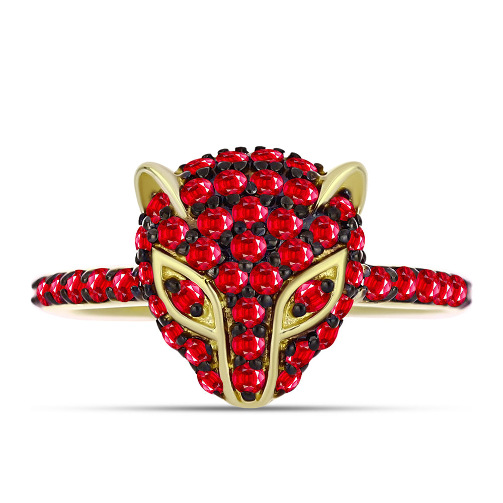 Anillo de Plata Bañada en Oro con Ágata Roja 2 