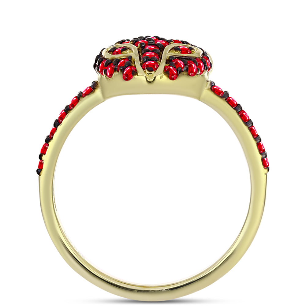 Anillo de Plata Bañada en Oro con Ágata Roja