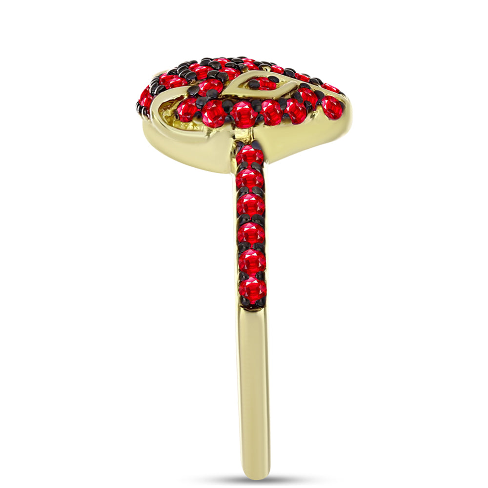 Anillo de Plata Bañada en Oro con Ágata Roja