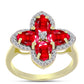 Anillo de Plata Bañada en Oro con Ágata Roja y Topacio Blanco