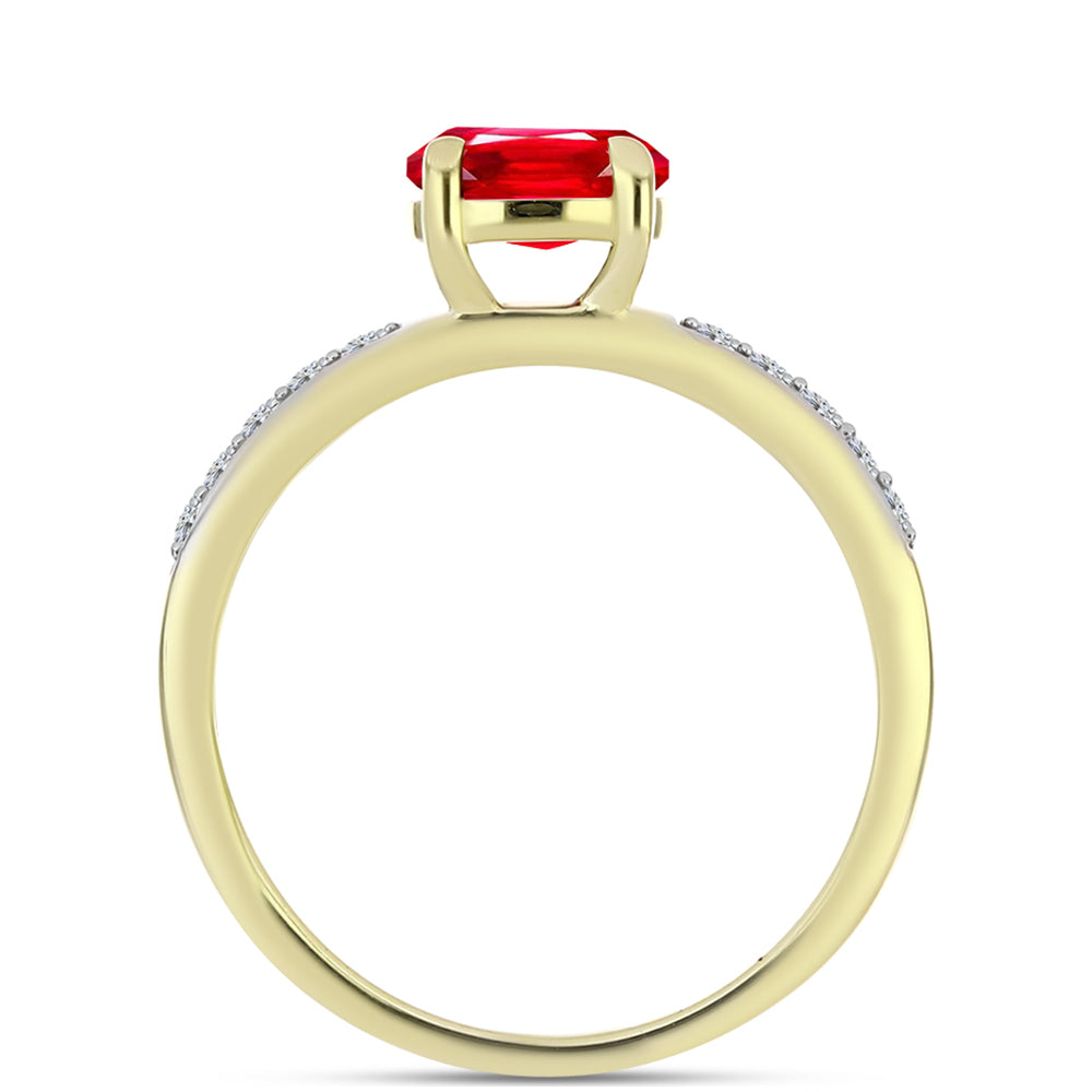 Anillo de Plata Bañada en Oro con Ágata Roja y Topacio Blanco 2 