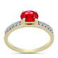 Anillo de Plata Bañada en Oro con Ágata Roja y Topacio Blanco