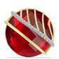 Anillo de Plata Bañada en Oro con Ágata Roja y Topacio Blanco