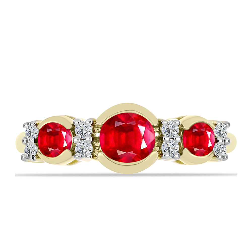 Anillo de Plata Bañada en Oro con Ágata Roja y Topacio Blanco
