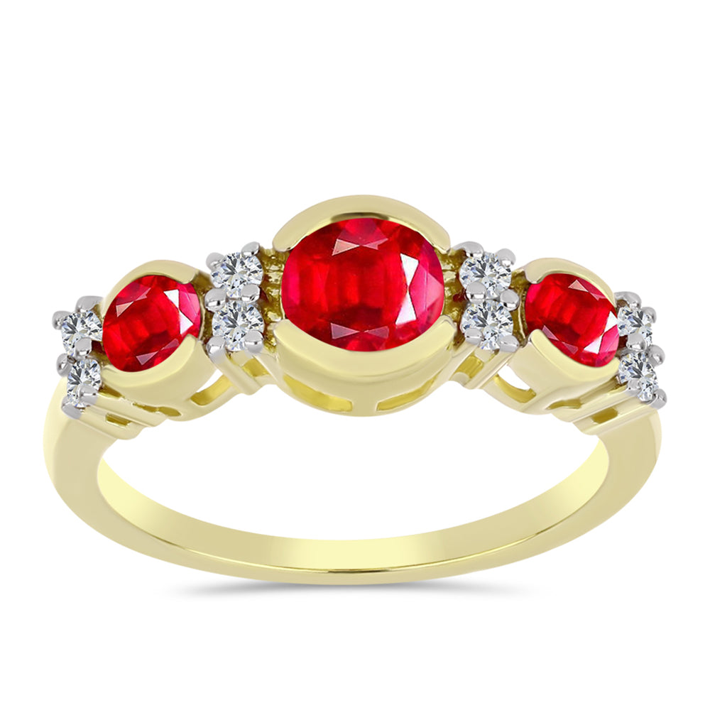 Anillo de Plata Bañada en Oro con Ágata Roja y Topacio Blanco 1 
