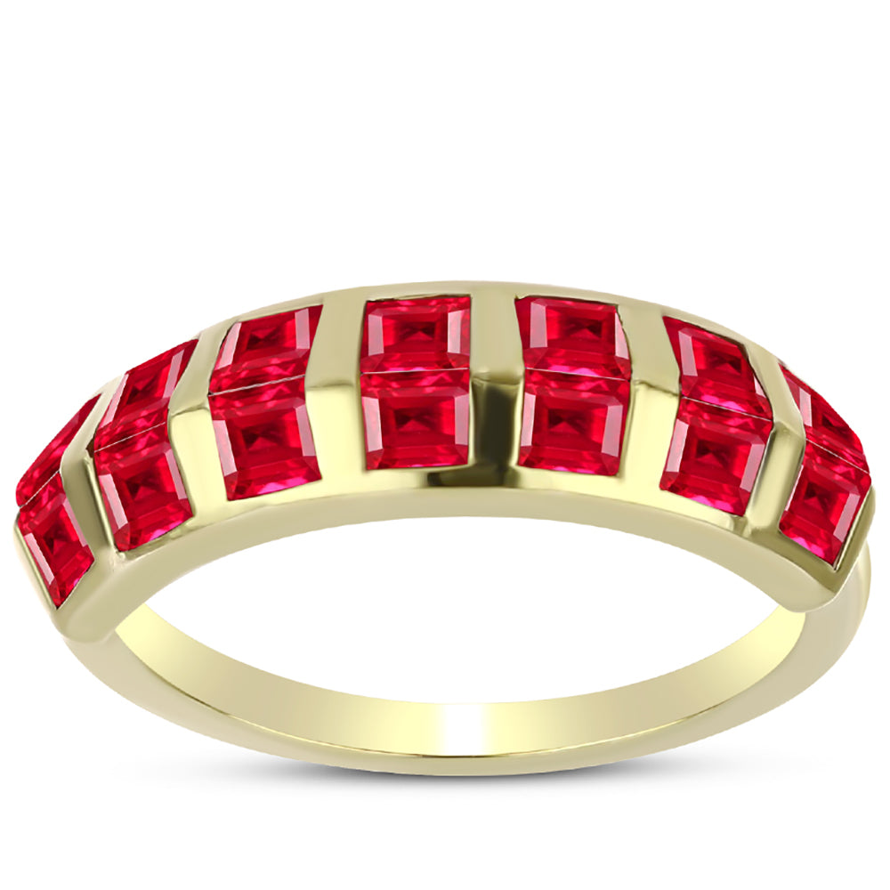 Anillo de Plata Bañada en Oro con Ágata Roja
