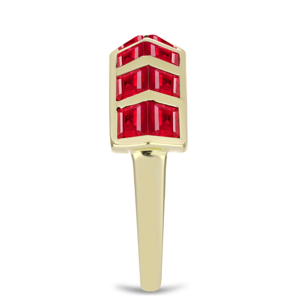 Anillo de Plata Bañada en Oro con Ágata Roja 4 