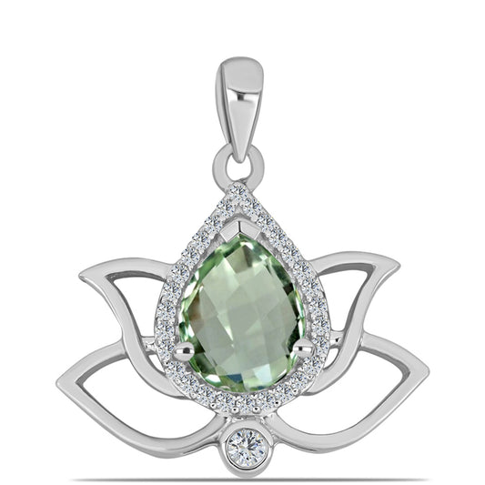 Colgante de Plata con Amatista Verde y Topacio Blanco