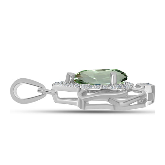Colgante de Plata con Amatista Verde y Topacio Blanco