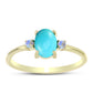 Anillo de Plata Bañada en Oro con Turquesa Bella Durmiente y Piedra Lunar Arco Iris