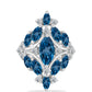 Anillo de Plata con Topacio Azul Londres y Topacio Blanco