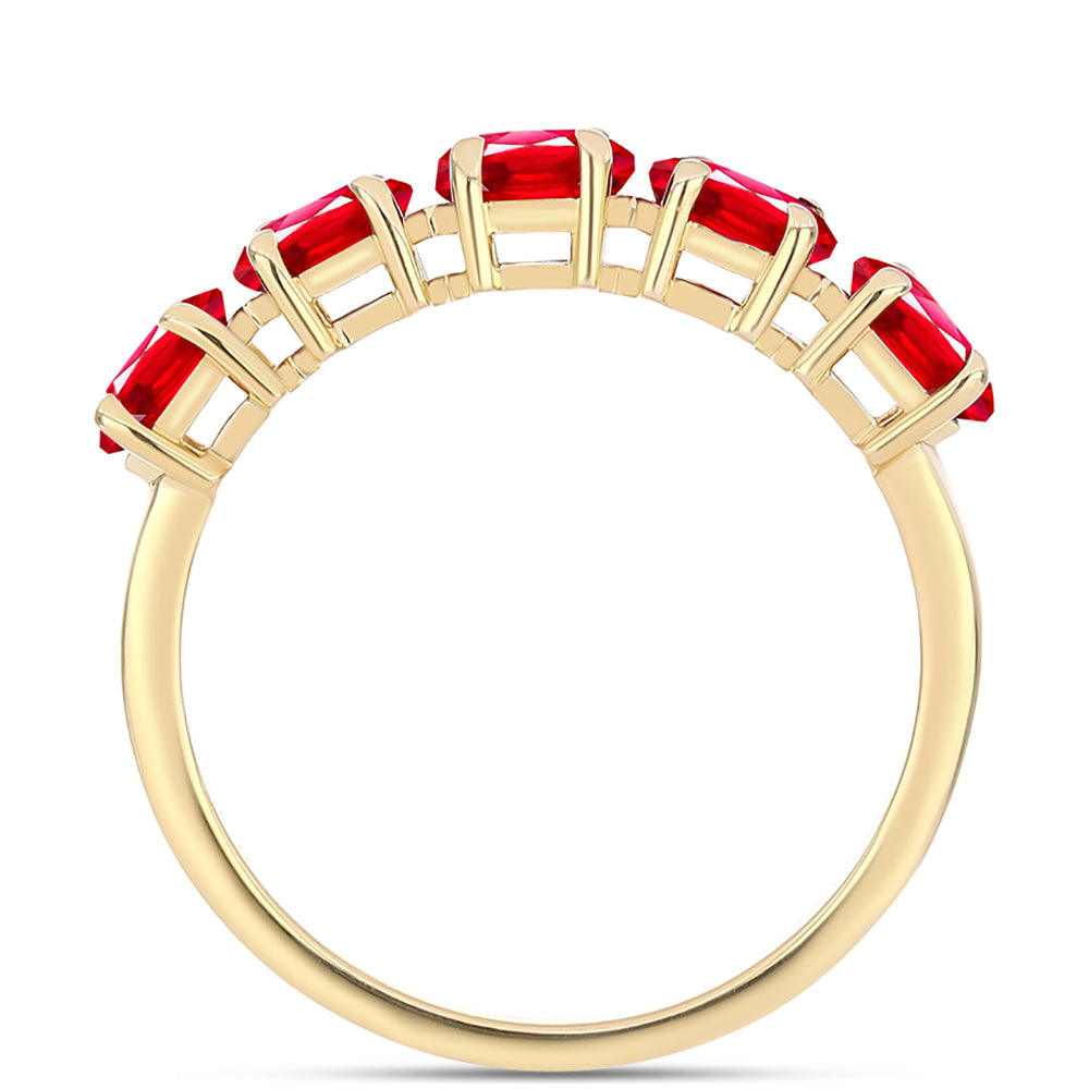 Anillo de Plata Bañada en Oro con Ágata Roja 3 