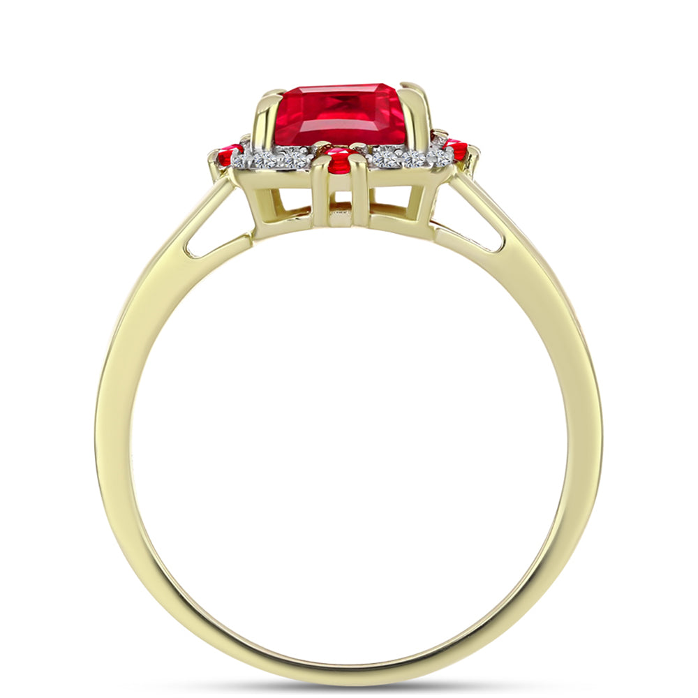 Anillo de Plata Bañada en Oro con Ágata Roja y Topacio Blanco 2 