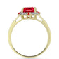 Anillo de Plata Bañada en Oro con Ágata Roja y Topacio Blanco