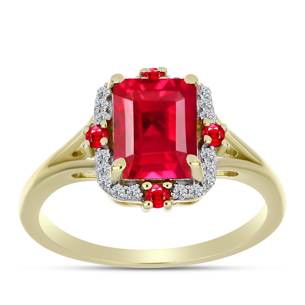Anillo de Plata Bañada en Oro con Ágata Roja y Topacio Blanco 3 