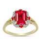 Anillo de Plata Bañada en Oro con Ágata Roja y Topacio Blanco