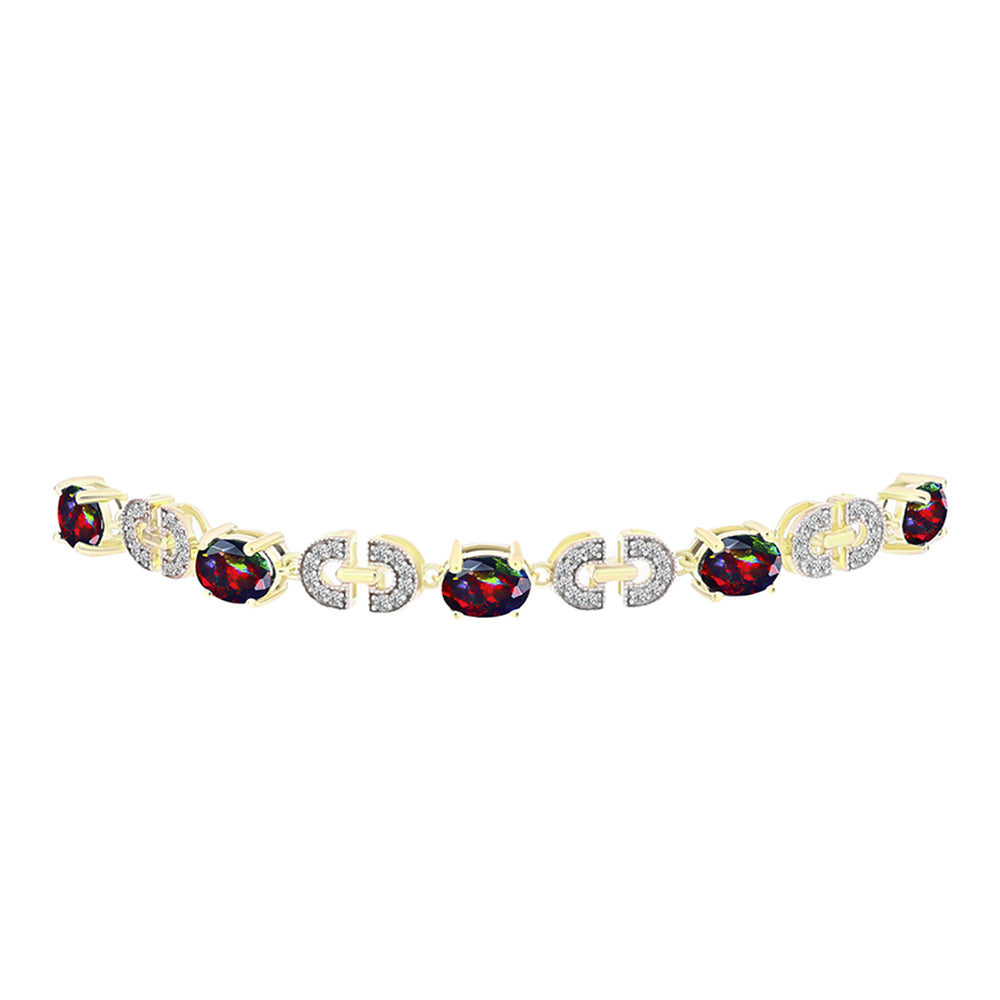 Pulsera de Plata Bañada en Oro con Ópalo negro medianoche Lega Dembi de Ëtiopía y Topacio Blanco 2 
