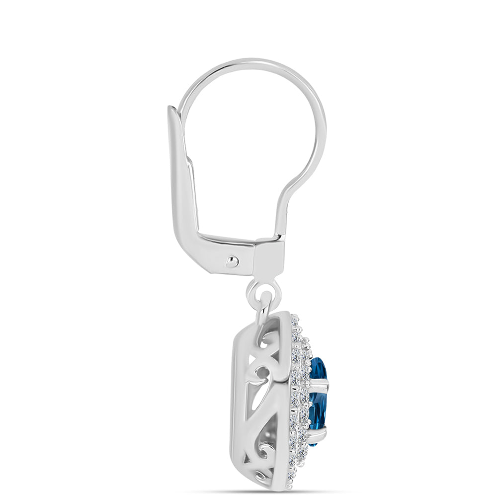 Pendientes de Plata con Topacio Azul Londres y Topacio Blanco 2 