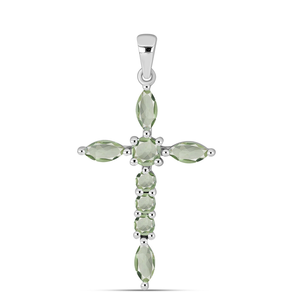 Cruz Colgante de Plata con Amatista Verde 1 