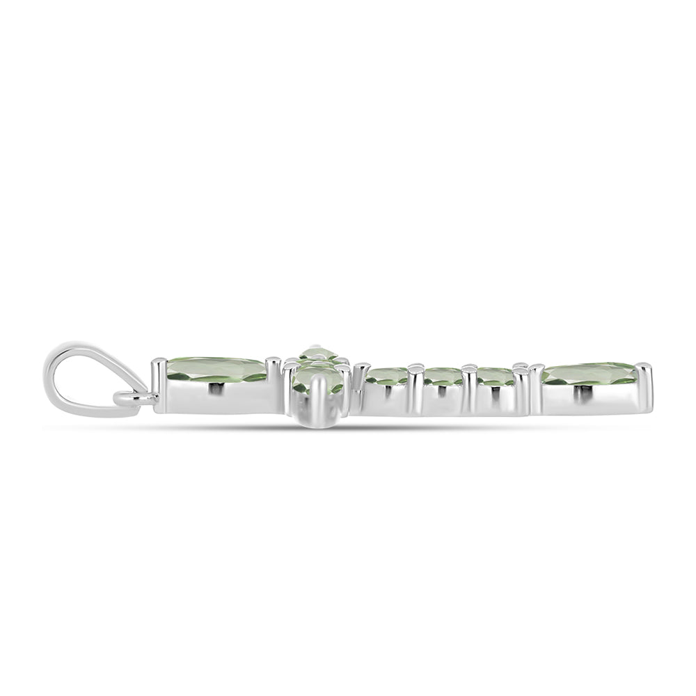 Cruz Colgante de Plata con Amatista Verde