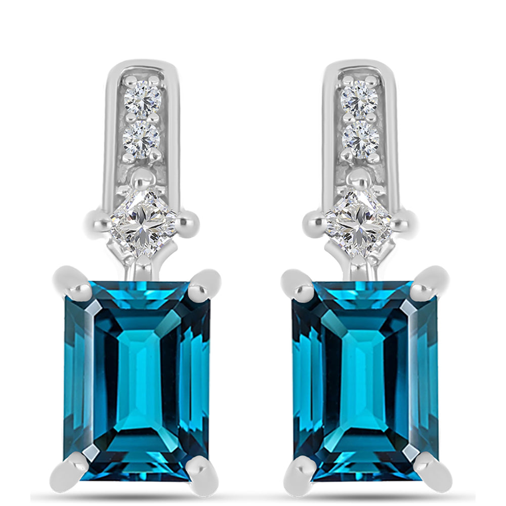 Pendientes de Plata con Topacio Azul Londres y Topacio Blanco 1 