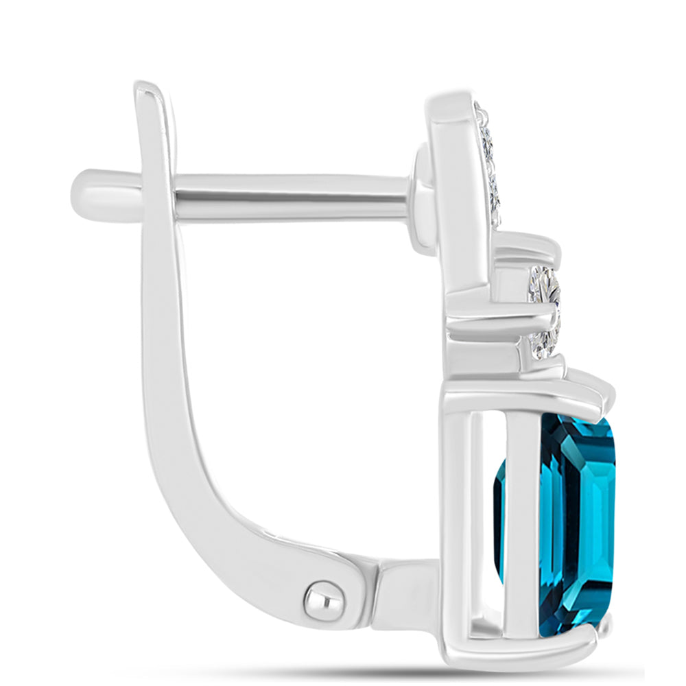 Pendientes de Plata con Topacio Azul Londres y Topacio Blanco 2 