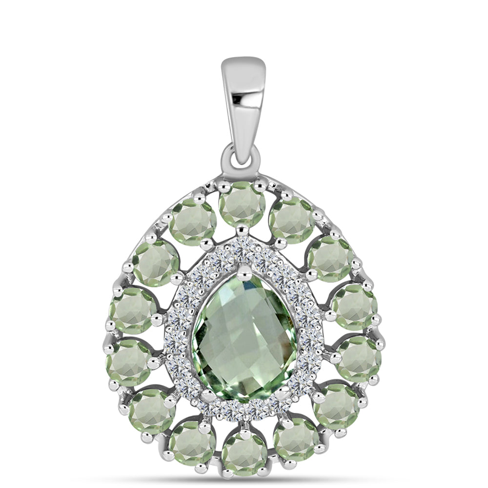 Colgante de Plata con Amatista Verde y Topacio Blanco 1 